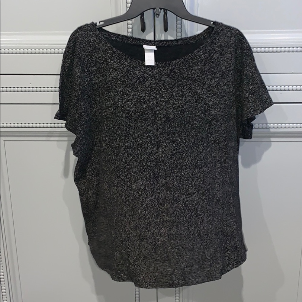 Black t shirt with white poka dots